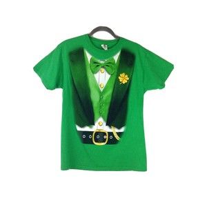St Patrick's Day Green Tuxedo T-Shirt 100% Cotton Size M